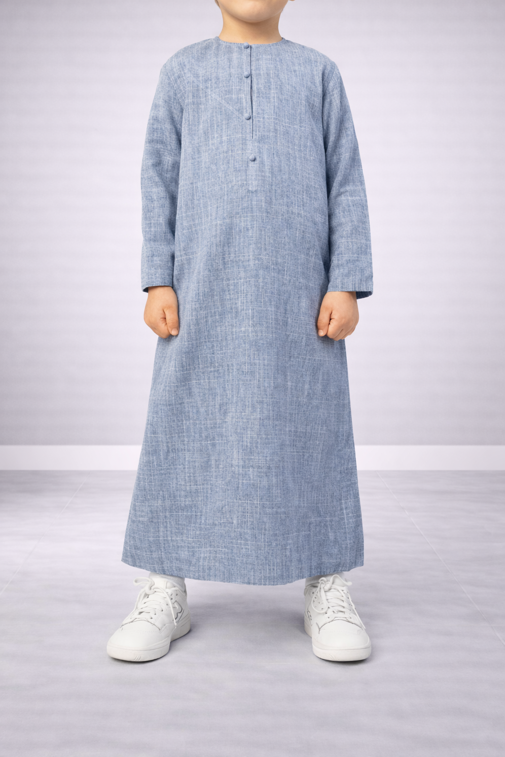 Emirati Qamis for Boys “Premium” Melange Blue Emirati Qamis for Boys “Premium” Melange Blue